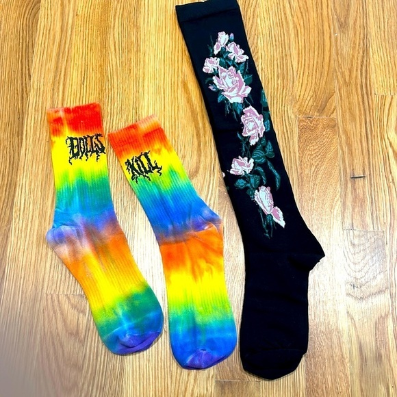 Brand New Dolls Kill limited release sock bundle crew and widow Knee high socks - Picture 1 of 7